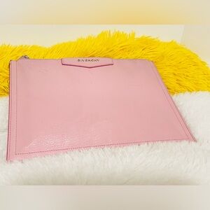 Givenchy Authentic Bubblegum Pink Leather Zip Pouch with Gold Logo